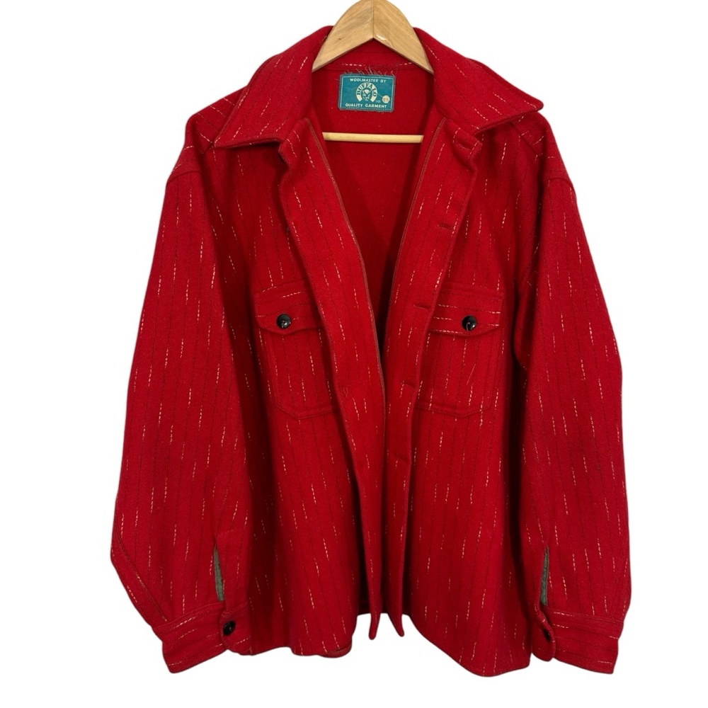Vintage Buffalo Woolmaster Shacket Sz XL Red Rustic Work Jacket Wool Button Up